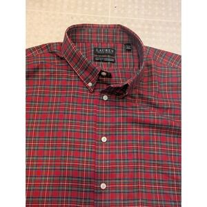 Lauren Ralph Lauren‎ Soft Stretch Plaid Button Down Shirt Red 2XL